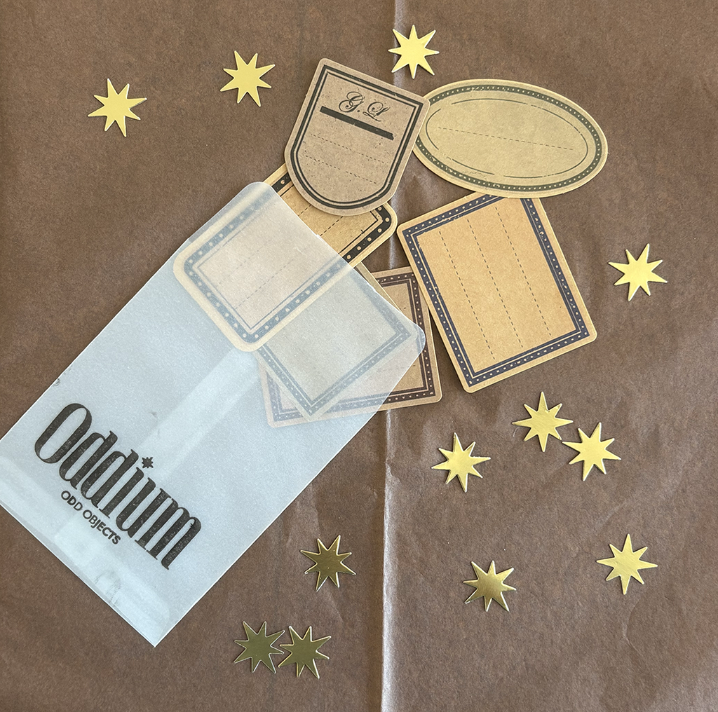 Vintage Paper Sticker Labels 6pcs