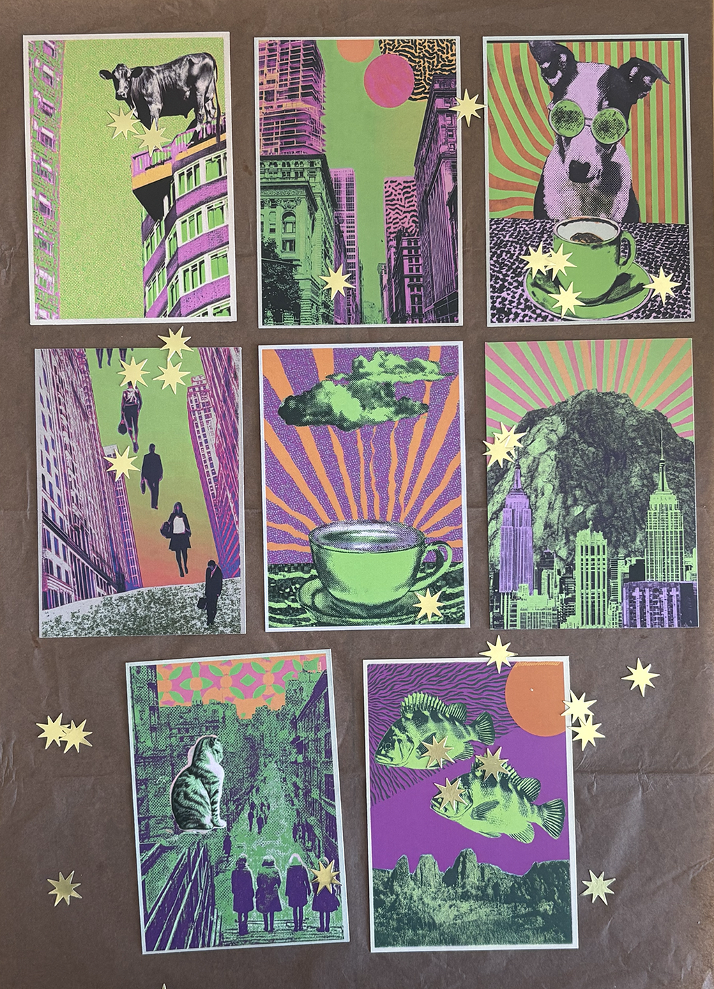 Random Neon Postcards 8pcs